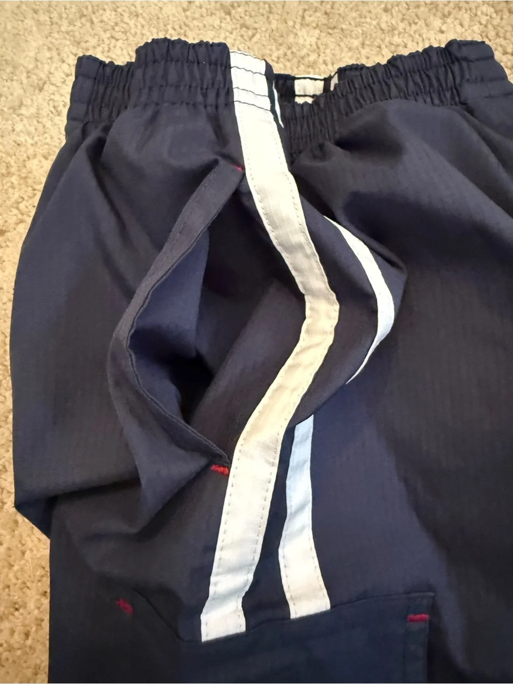 Carter's Navy Jogger Sweatpants with White Stripes and Patch